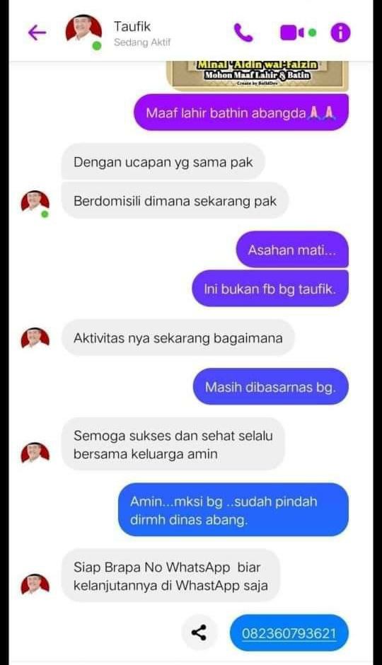 Facebook Palsu Gunakan Profil Taufik Zainal Abidin Wakil Bupati Asahan