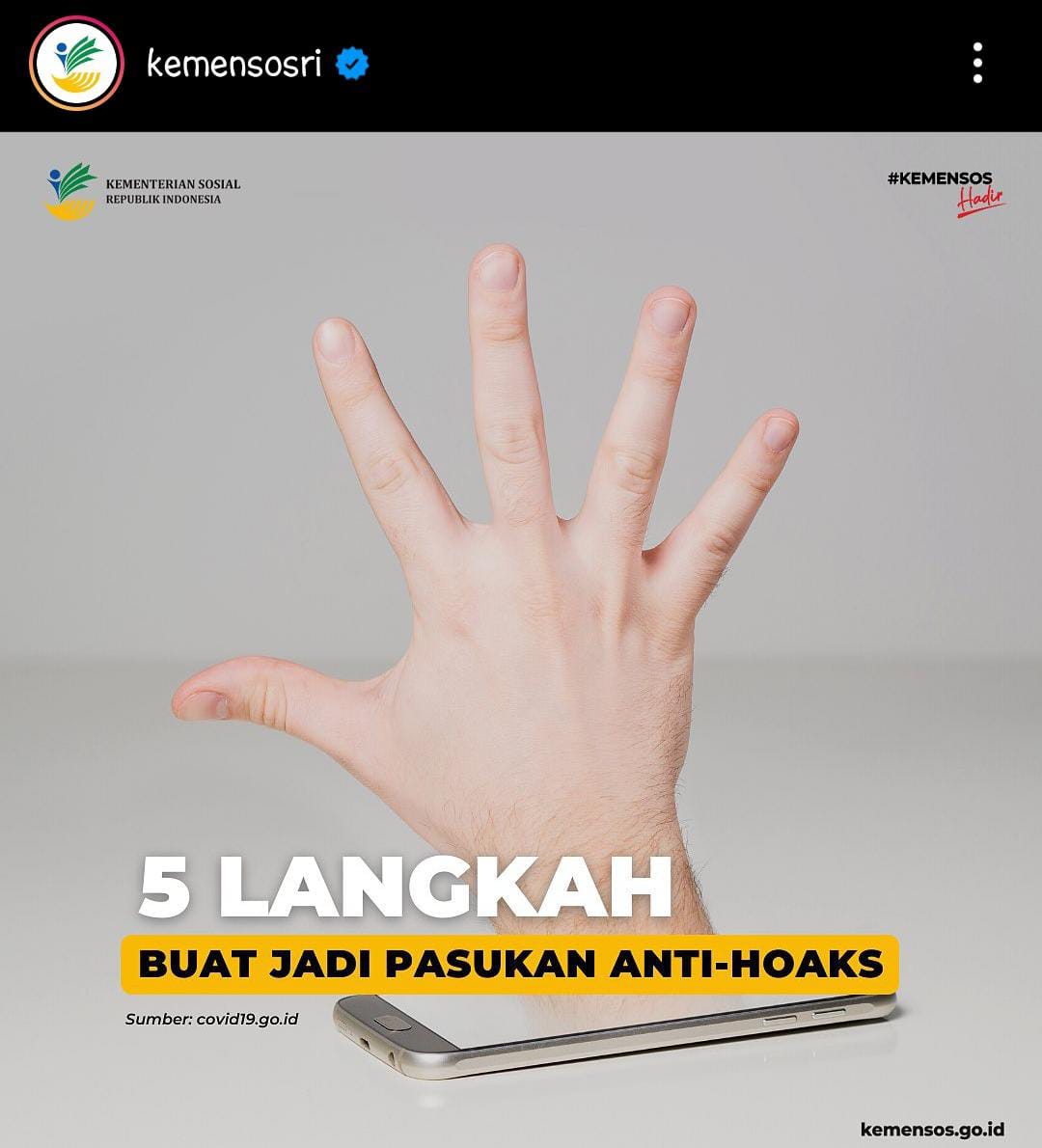 Kemensos Anjurkan 5 Langkah Pasukan Anti-Hoaks