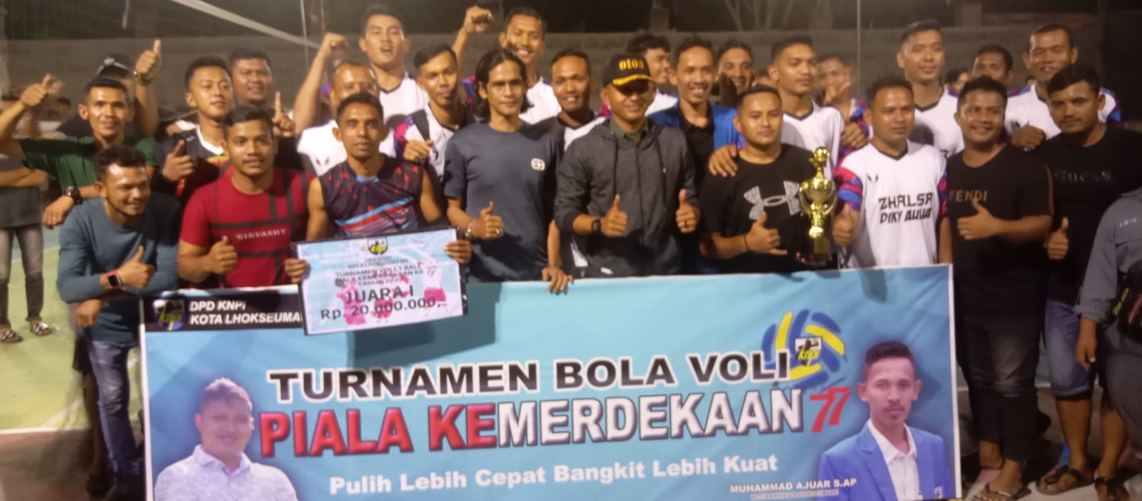 Kalahkan Bank Aceh, Abu Einstein VC Sabet Juara 1 Bola Voli Piala KNPI Lhokseumawe