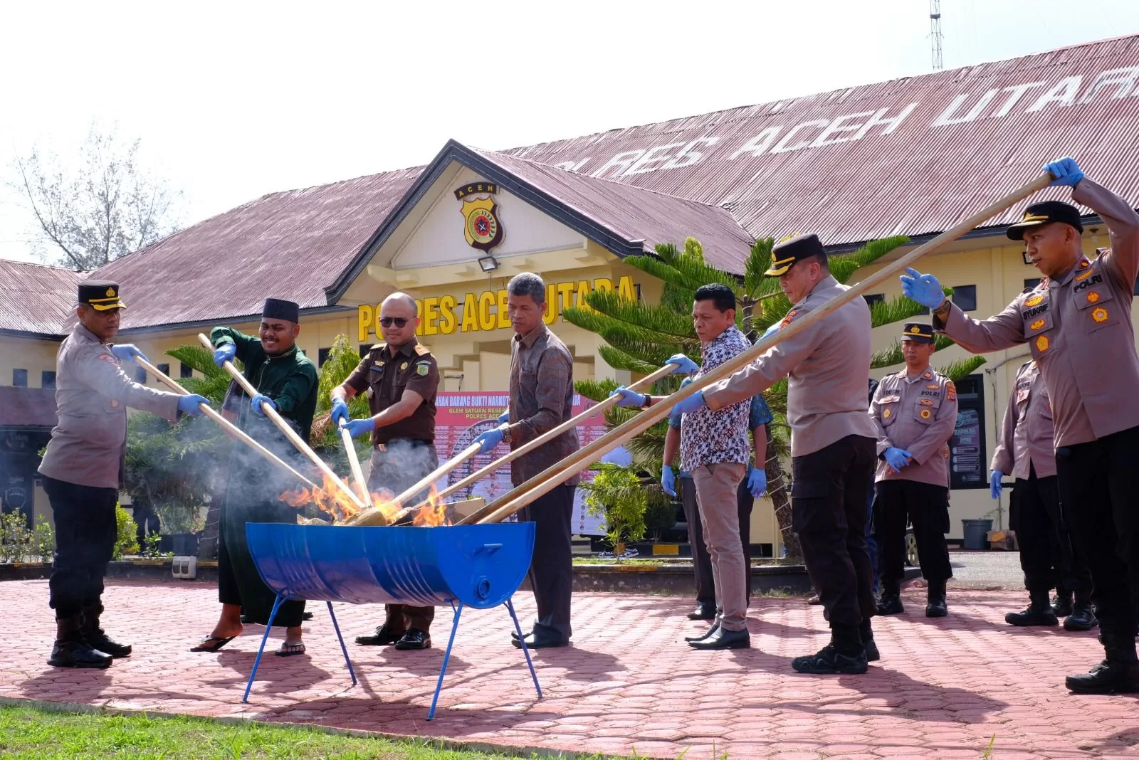 Polres Aceh Utara Musnahkan Barang Bukti Narkoba Senilai Belasan Miliar