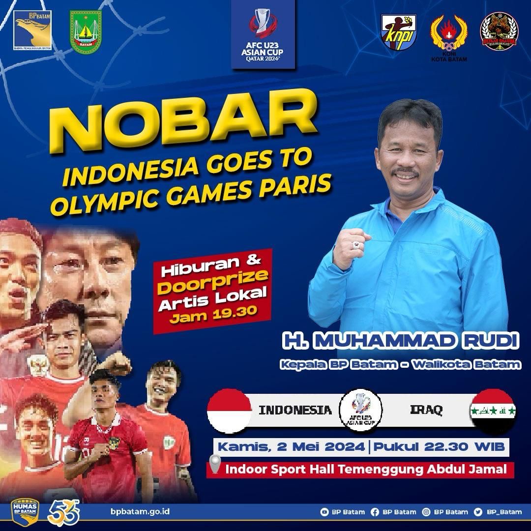 Penampilan Artis Lokal Siap Meriahkan Nobar Timnas Indonesia U-23 vs Irak di Indoor Sport Hall Temenggung Abdul Jamal Batam