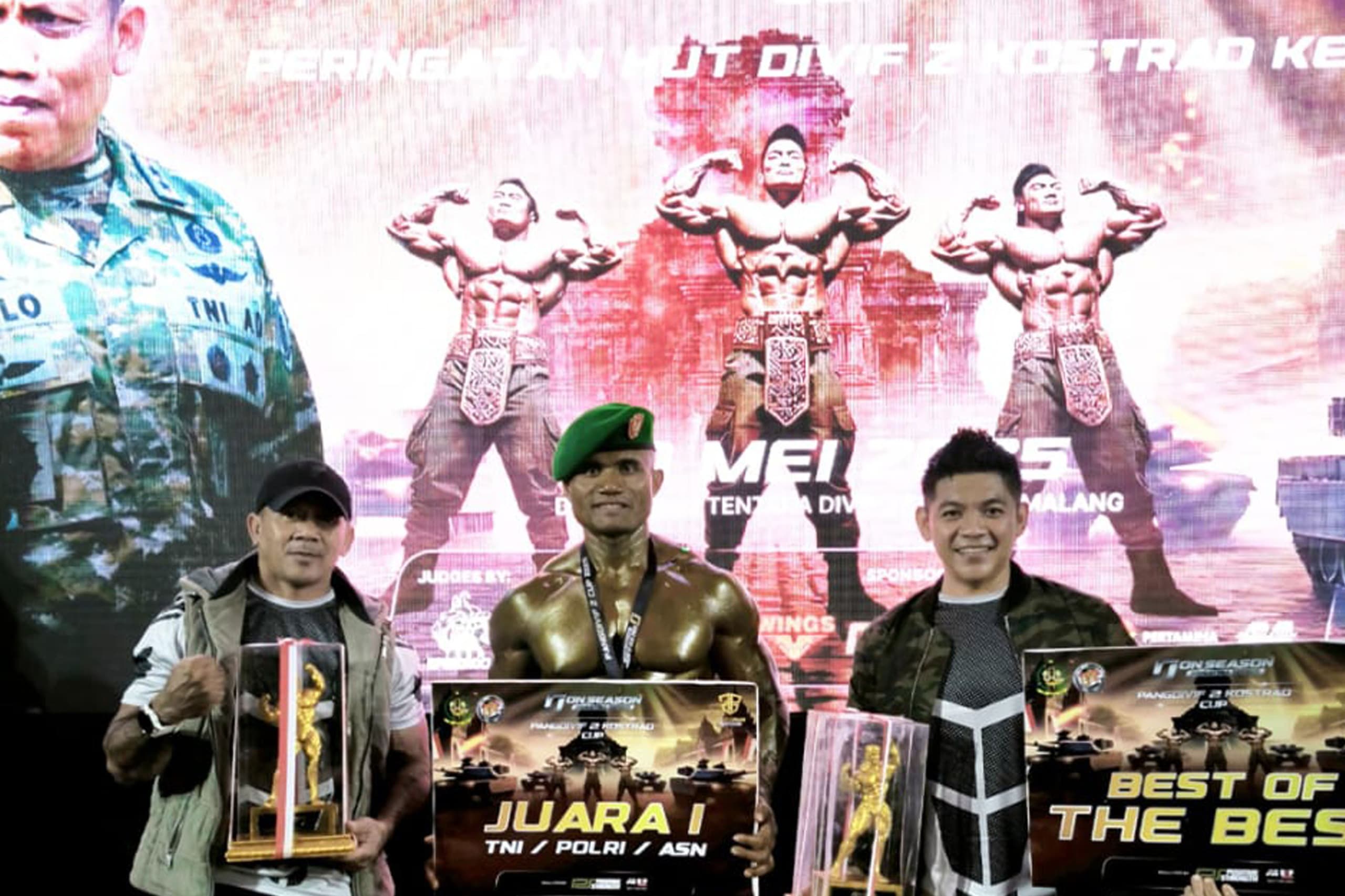 Perwira Korem Lilawangsa Juara Binaraga TNI, Polri, ASN Piala Pangdiv Kostrad