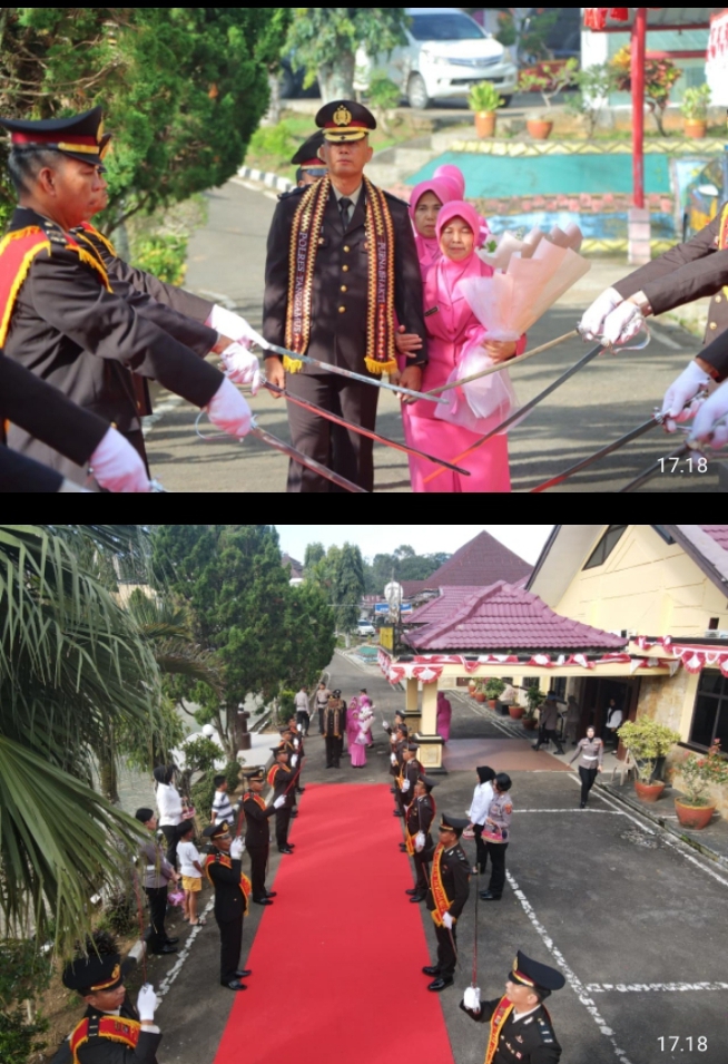 Dilepas Penuh Haru dan Tradisi Pedang Pora, Kompol (Purn) Sarwani dan Dua Personel Polres Tanggamus Masuki Purnatugas