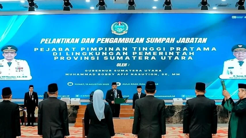 Bobby Nasution Lantik Lima Pejabat Pimpinan Tinggi Pratama Pemprov Sumut