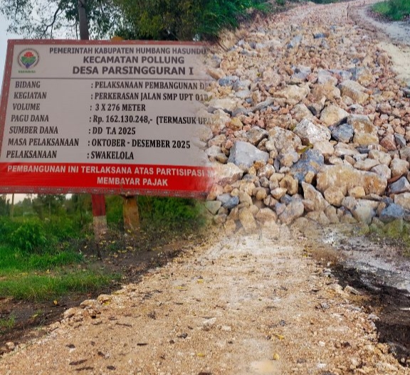 Amburadul, Proyek Perkerasan Jalan dari Dana Desa Parsingguran I Diduga Dikerjakan Asal-Asalan