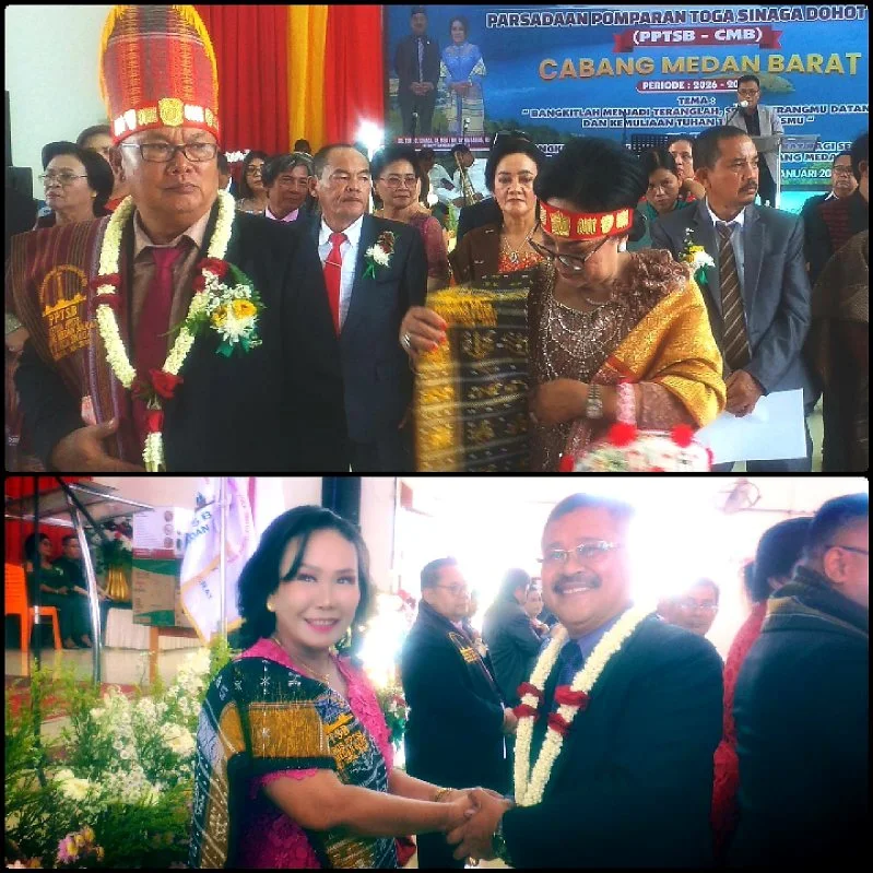Pengurus PPTSB Cabang Medan Barat mengikuti prosesi pelantikan periode 2026–2030 di Medan Selayang, Minggu (25/1/2026).