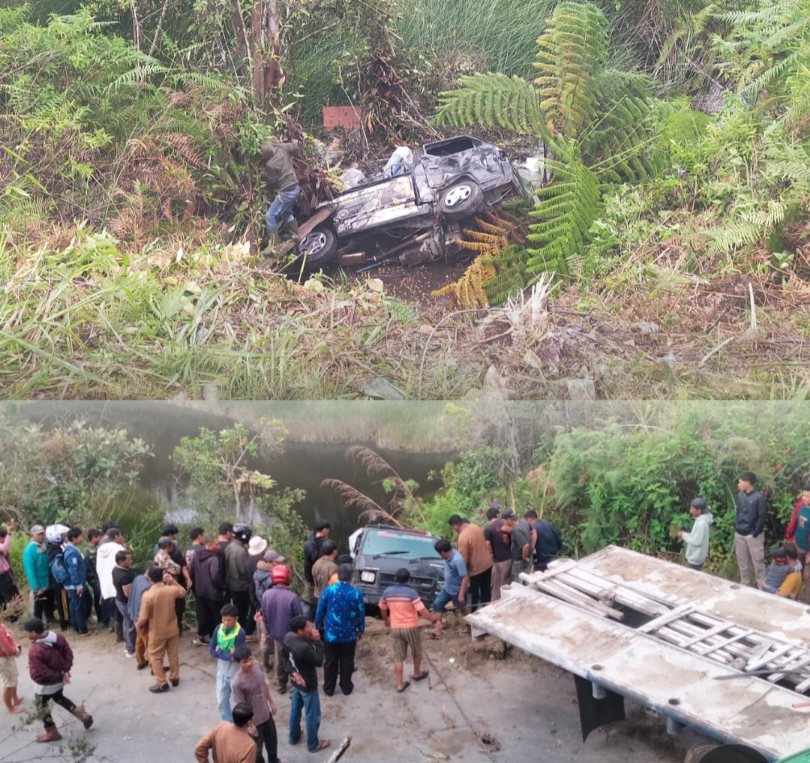 L300 Bermuatan Duku Terjun ke Tambok Simunjal Hutapaung, Kondisinya Ringsek Parah