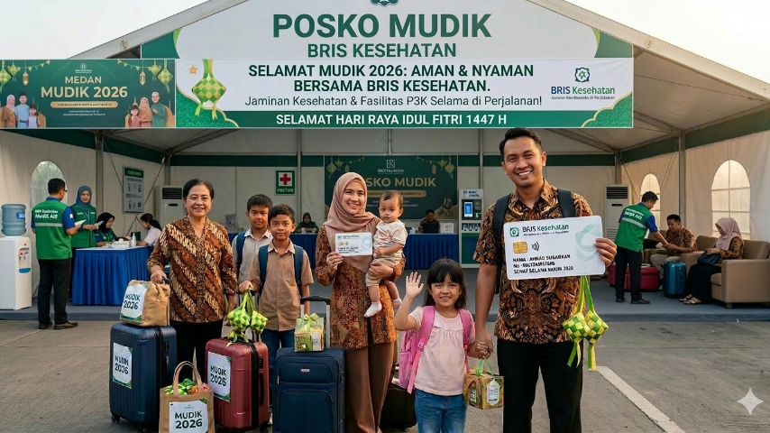 Petugas BPJS Kesehatan memberikan informasi layanan JKN kepada masyarakat menjelang mudik Lebaran.